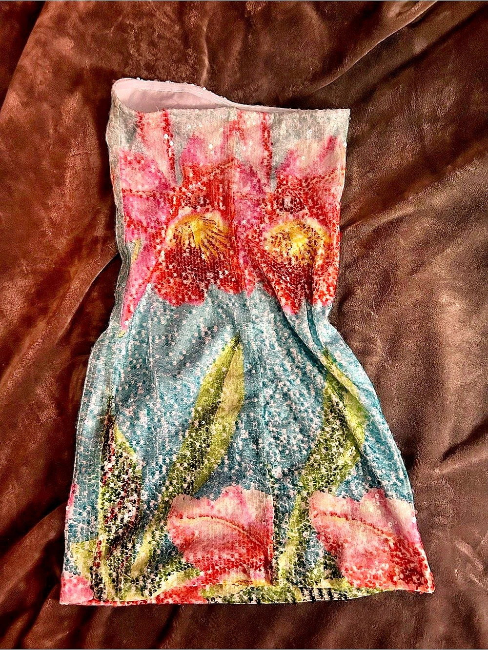 THIRTY / THIRTY Floral Mini Dress in Blue & Pink Size Medium